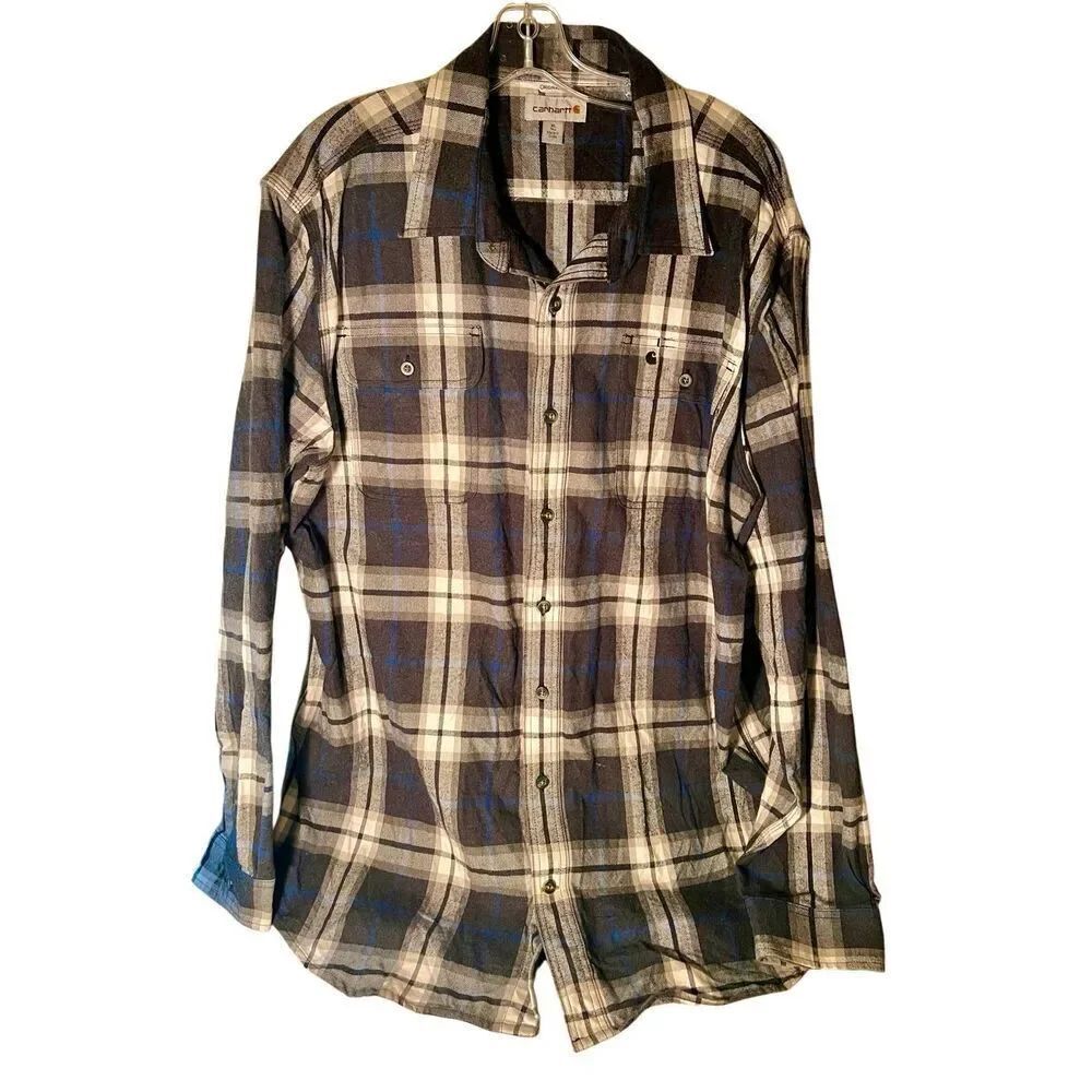 CARHARTT FLANNEL HEAVYWEIGHT LONG-SLEEVE PLAID SHIRT SIZE XL